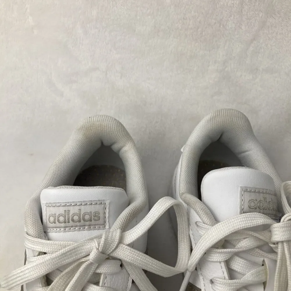 Adidas Sneakers Women’s Size 6 Grand Court White Metallic Silver Stripe Tennis